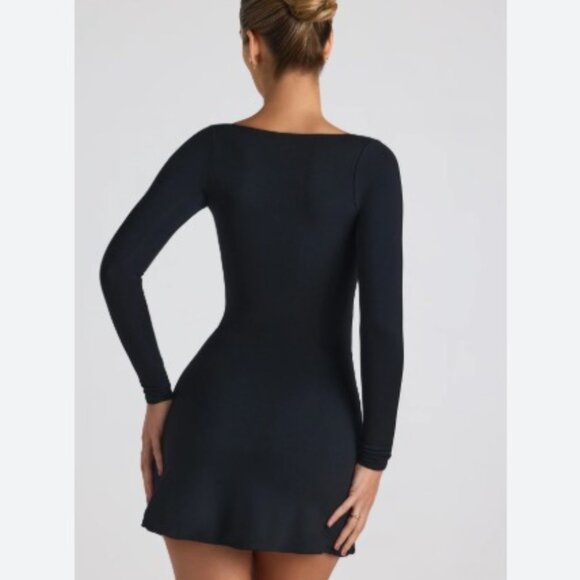 Oh Polly Devi black mini dress long sleeve sweetheart Size 10 LBD Club Party - Picture 2 of 11